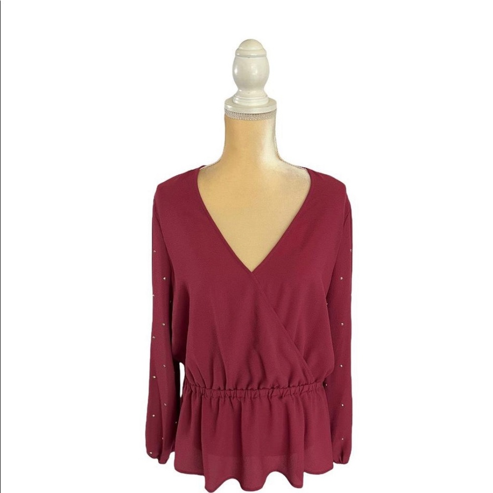 💥 Michael Kors Magenta Peplum Studded Blouse